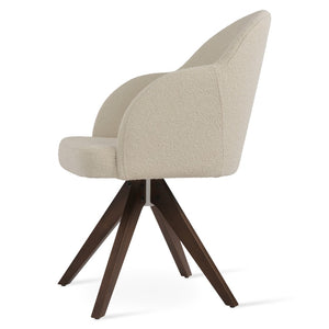 Soho Concept Prisma Pyramid Swivel Dining Chair - Elegant Boucle, Velvet & Nubuck Fabrics - 10-year Guarantee! Walnut,White  Soho-concept-dining-chair-00028
