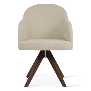 Soho Concept Prisma Pyramid Swivel Dining Chair - Elegant Boucle, Velvet & Nubuck Fabrics - 10-year Guarantee! Walnut,White  Soho-concept-dining-chair-00028