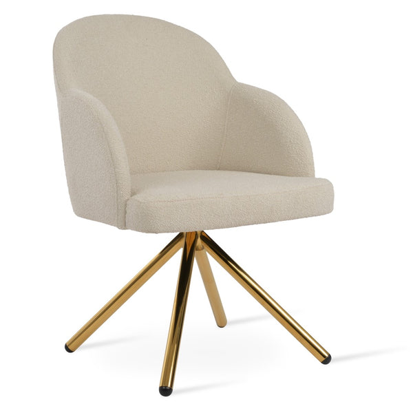 Soho Concept Avanos Stick Swivel Chair - Stylish Dining With Metal Bases, Durable Fabrics & 10-year Guarantee Options Gold,White Steel Tube Soho-concept-dining-chair-00033