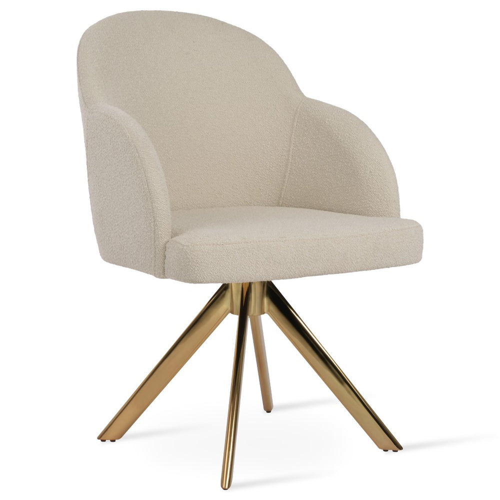 Soho Concept Alice Office Armchair - Ergonomic Design, Adjustable Height, Luxurious Fabric Options, 10-year Guarantee Chrome,White  Soho-concept-dining-chair-00017