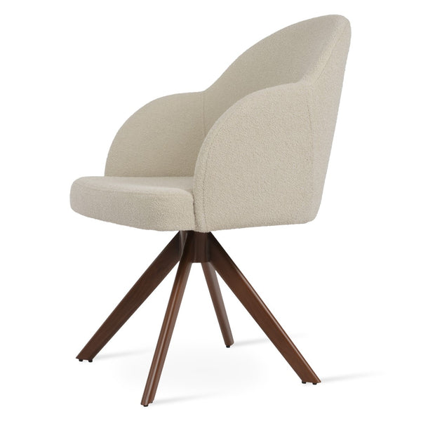Soho Concept Avanos Sword Dining Swivel Chair - Stylish & Durable Steel Base, Elegant Camira Fabrics, 10-year Guarantee Walnut,White  Soho-concept-dining-chair-00037