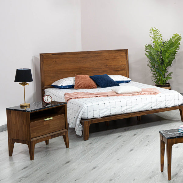 Lh Imports Allure King Bed - Stunning Acacia Wood Frame For Mid-century Style, No Boxspring Needed, Elevate Your Space Brown Solid Acacia,Mdf All001ks