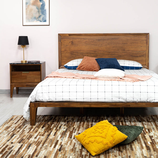Lh Imports Allure King Bed - Stunning Acacia Wood Frame For Mid-century Style, No Boxspring Needed, Elevate Your Space Brown Solid Acacia,Mdf All001qs