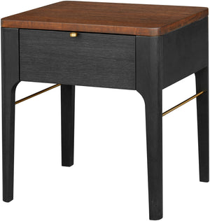 Anello ALLO-001 24"H x 22"W x 18"D End Table ALLO001-242218  Top: Brown; Base: Black, Metallic - Brass Surya