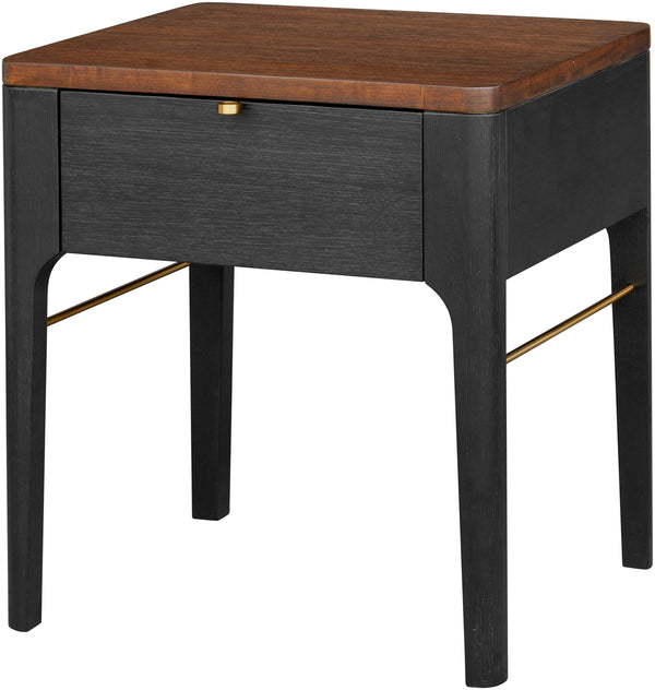 Anello ALLO-001 24"H x 22"W x 18"D End Table ALLO001-242218  Top: Brown; Base: Black, Metallic - Brass Surya