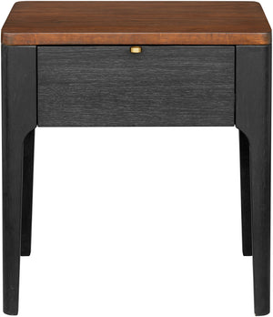 Anello ALLO-001 24"H x 22"W x 18"D End Table ALLO001-242218  Top: Brown; Base: Black, Metallic - Brass Surya