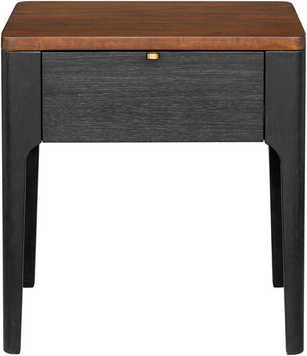 Anello ALLO-001 24"H x 22"W x 18"D End Table ALLO001-242218  Top: Brown; Base: Black, Metallic - Brass Surya