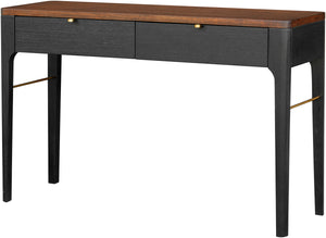 Anello ALLO-007 30"H x 48"W x 14"D Console Table ALLO007-304814  Top: Brown; Base: Black, Metallic - Brass Surya