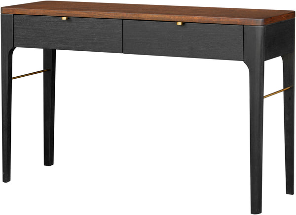 Anello ALLO-007 30"H x 48"W x 14"D Console Table ALLO007-304814  Top: Brown; Base: Black, Metallic - Brass Surya
