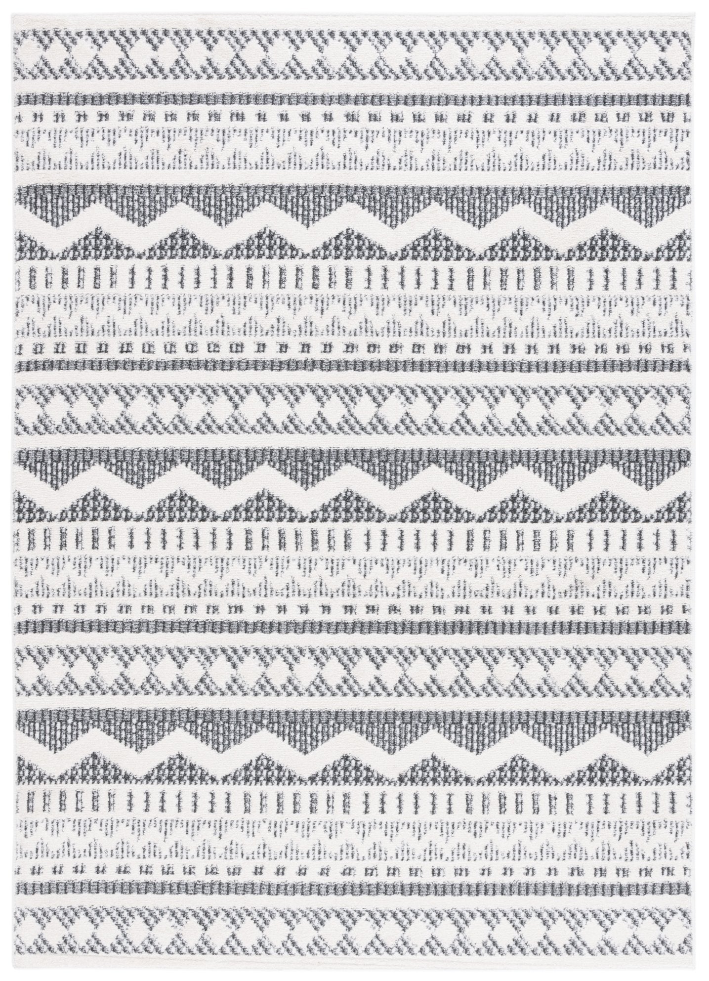 Alamo Sophisticated Charcoal And Ivory Runner Rug - Timeless Elegance