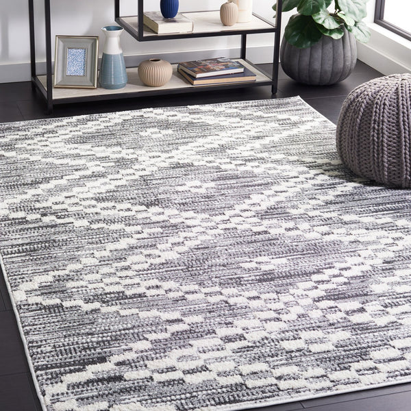 Safavieh Alamo Area Rug - Modern Charcoal And Ivory Design, Plush Polyester, Oeko-tex Certified Luxury Decor Charcoal ,Ivory Polyester Alm717h-9