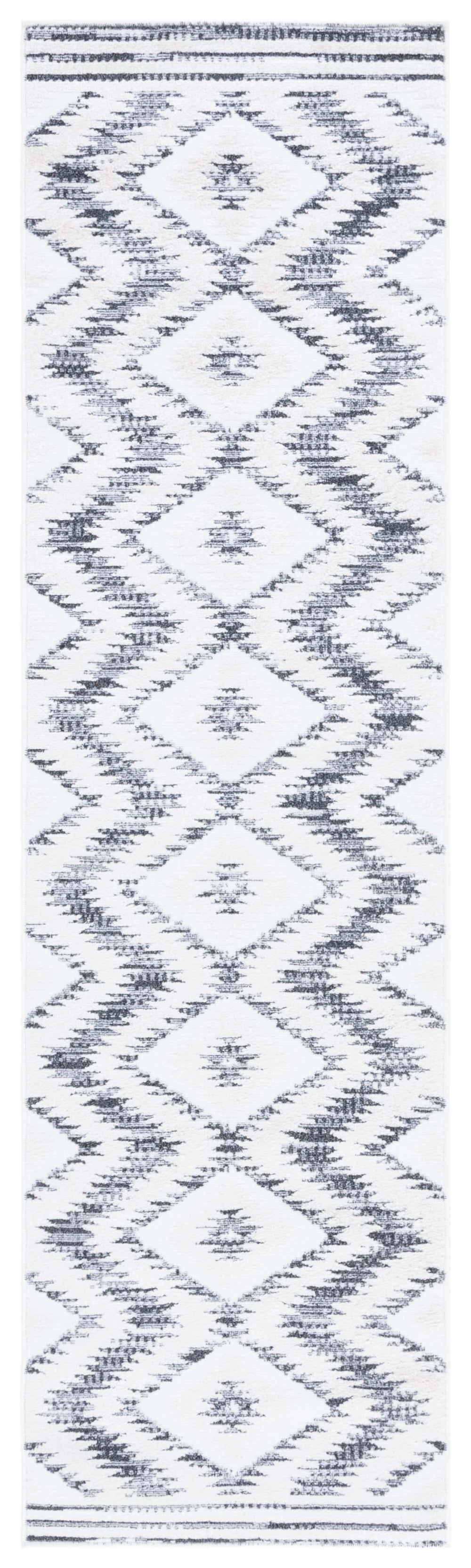 Safavieh Alamo Modern Geometric Area Rug - Luxurious Plush Comfort, Oeko-tex Certified, Contemporary Design Ivory ,Charcoal Polyester Alm737h-7sq