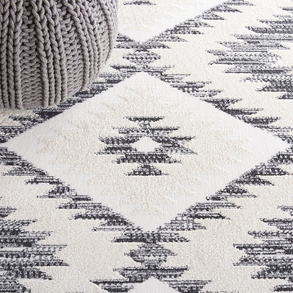 Safavieh Alamo Modern Geometric Area Rug - Luxurious Plush Comfort, Oeko-tex Certified, Contemporary Design Ivory ,Charcoal Polyester Alm737h-7sq