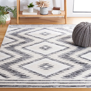 Safavieh Alamo Modern Geometric Area Rug - Luxurious Plush Comfort, Oeko-tex Certified, Contemporary Design Ivory ,Charcoal Polyester Alm737h-7sq