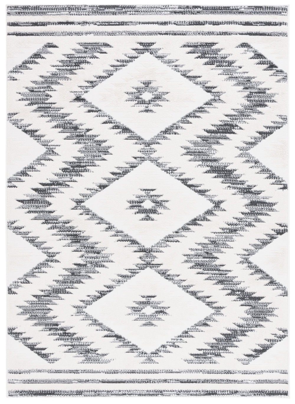Safavieh Alamo Modern Geometric Area Rug - Luxurious Plush Comfort, Oeko-tex Certified, Contemporary Design Ivory ,Charcoal Polyester Alm737h-7sq