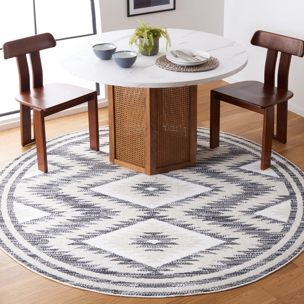 Safavieh Alamo Modern Geometric Area Rug - Luxurious Plush Comfort, Oeko-tex Certified, Contemporary Design Ivory ,Charcoal Polyester Alm737h-7sq