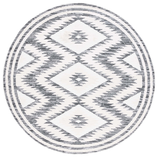 Safavieh Alamo Modern Geometric Area Rug - Luxurious Plush Comfort, Oeko-tex Certified, Contemporary Design Ivory ,Charcoal Polyester Alm737h-7sq
