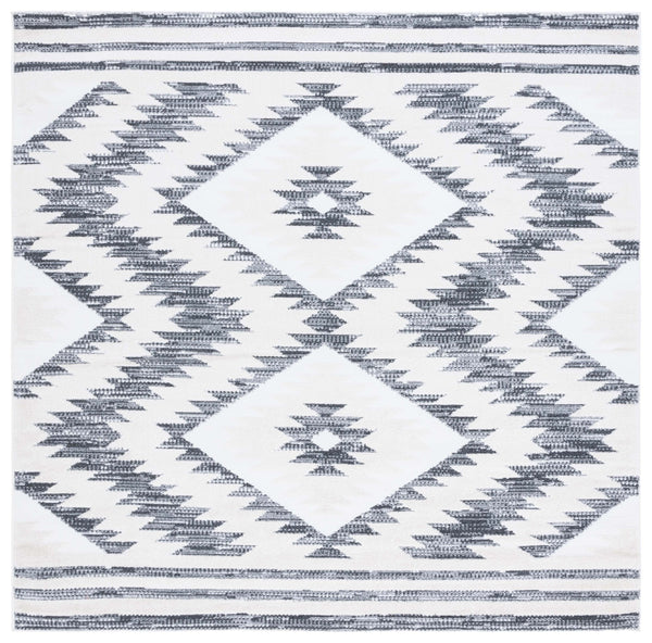 Safavieh Alamo Modern Geometric Area Rug - Luxurious Plush Comfort, Oeko-tex Certified, Contemporary Design Ivory ,Charcoal Polyester Alm737h-7sq