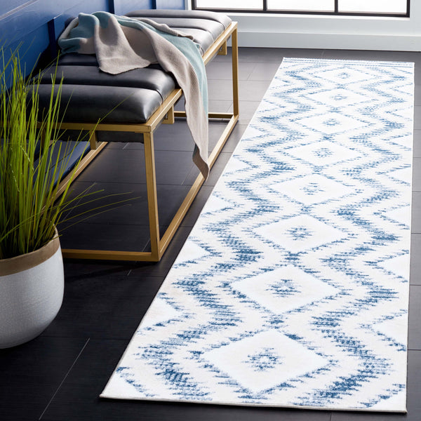 Safavieh Alamo Modern Geometric Area Rug - Luxurious Plush Comfort, Oeko-tex Certified, Contemporary Design Ivory ,Blue Polyester Alm737m-9