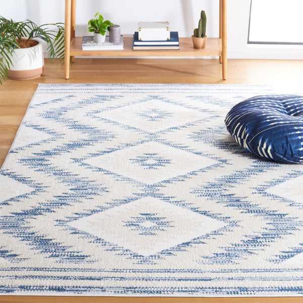 Safavieh Alamo Modern Geometric Area Rug - Luxurious Plush Comfort, Oeko-tex Certified, Contemporary Design Ivory ,Blue Polyester Alm737m-9