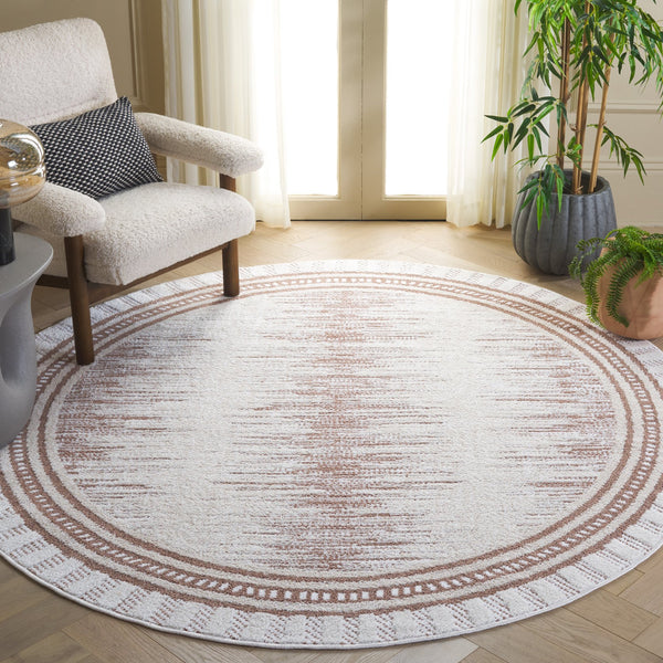 Safavieh Alamo Modern Geometric Area Rug - Luxurious Plush Comfort, Oeko-tex Certified, Contemporary Design Ivory ,Taupe Polyester Alm737t-7sq