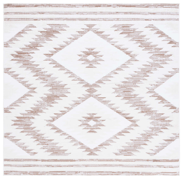 Safavieh Alamo Modern Geometric Area Rug - Luxurious Plush Comfort, Oeko-tex Certified, Contemporary Design Ivory ,Taupe Polyester Alm737t-7sq