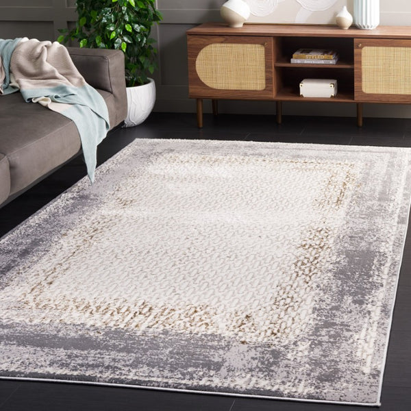 Safavieh Alenia Abstract Area Rug Power Loomed Ivory Grey Polyester Blend for Modern Living ALN100A-6