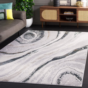 Safavieh Alenia Abstract Grey Ivory Power Loomed Polyester Area Rug for Living Room Decor ALN103F-6