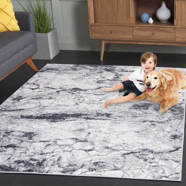 Safavieh Alenia Abstract Two-Tone Grey Power-Loomed Polyester Rug for Modern Living Spaces 5'-3" x 7'-6" ALN111F-5