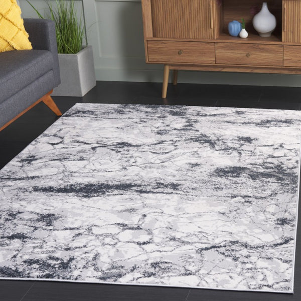 Safavieh Alenia Abstract Two-Tone Grey Power-Loomed Polyester Rug for Modern Living Spaces 5'-3" x 7'-6" ALN111F-5