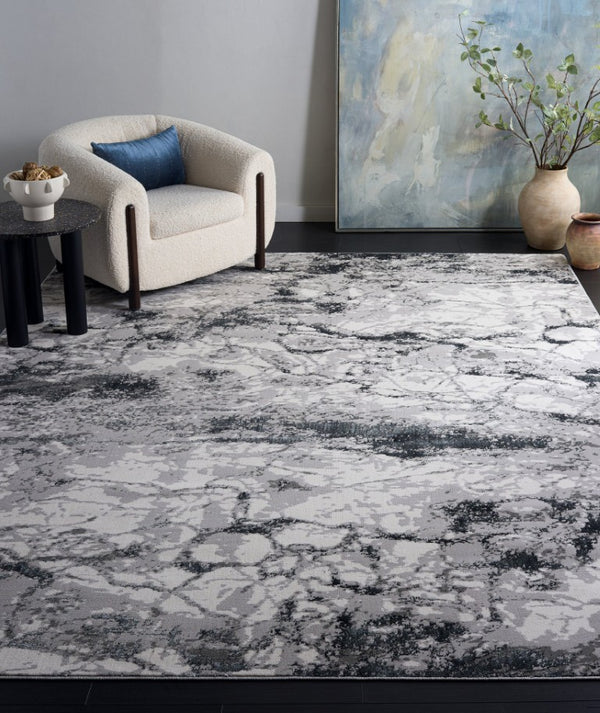 Safavieh Alenia Abstract Two-Tone Grey Power-Loomed Polyester Rug for Modern Living Spaces 8'-0" x 10'-0" ALN111F-8