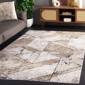 Safavieh Alenia Geometric Area Rug Power Loomed Low Pile Neutral Tones for Modern Living Rooms 5'-3" x 7'-6" ALN115B-5