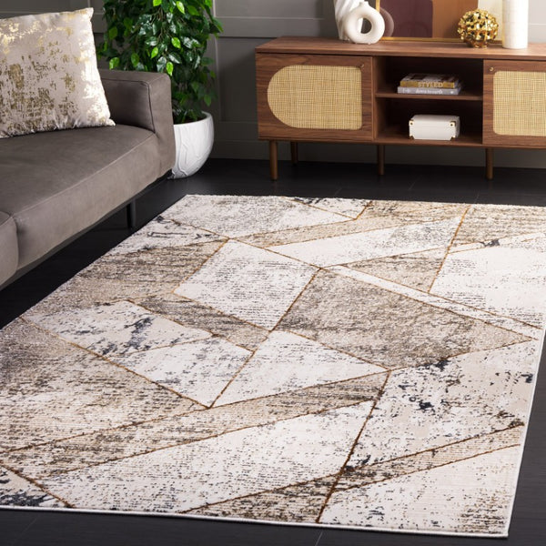 Safavieh Alenia Geometric Area Rug Power Loomed Low Pile Neutral Tones for Modern Living Rooms 5'-3" x 7'-6" ALN115B-5