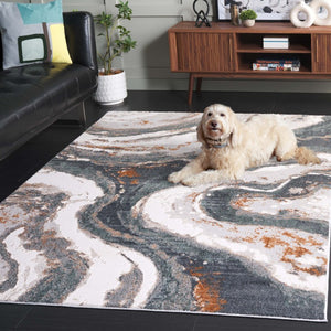 Safavieh Alenia Power Loomed Area Rug Soft Ivory Grey Blue Polyester Jute Blend Floor Accent 5'-3" x 7'-6" ALN120A-5