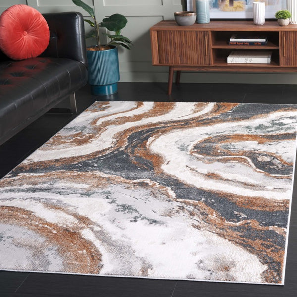 Safavieh Alenia Abstract Marble Inspired Area Rug in Polyester Jute Blend for Living Rooms ALN124F-8