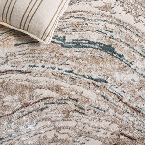 Safavieh Alenia Contemporary Beige-Ivory & Blue Area Rug 5'2"X7' Low-Profile Power-Loomed Turkey Durable Elegance ALN140B-5