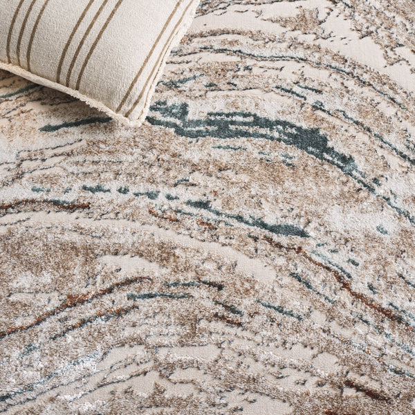 Safavieh Alenia Contemporary Beige-Ivory & Blue Area Rug 5'2"X7' Low-Profile Power-Loomed Turkey Durable Elegance ALN140B-5