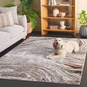 Safavieh Alenia Contemporary Beige-Ivory & Blue Area Rug 5'2"X7' Low-Profile Power-Loomed Turkey Durable Elegance ALN140B-5