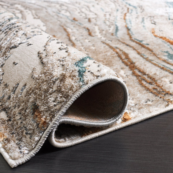 Safavieh Alenia Contemporary Beige-Ivory & Blue Area Rug 5'2"X7' Low-Profile Power-Loomed Turkey Durable Elegance ALN140B-5