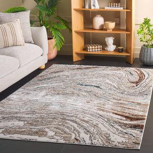 Safavieh Alenia Contemporary Beige-Ivory & Blue Area Rug 5'2"X7' Low-Profile Power-Loomed Turkey Durable Elegance ALN140B-5