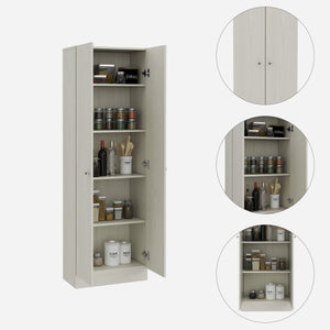English Elm Multistorage Pantry Cabinet with Five Adjustable Shelves and Double Doors for Organized Storage Beige 78 L x 17.3 W x 5.9 H B07091966