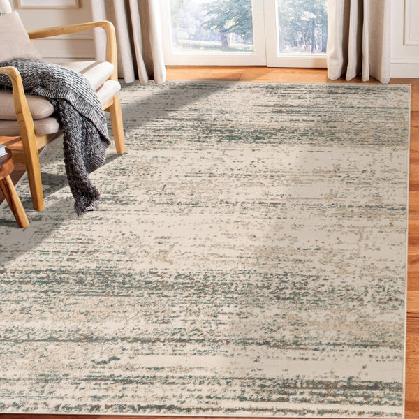 AMER Rugs Alpine Grace ALP-10 Power-Loomed Machine Made Polypropylene Transitional Striped Rug Ivory 7'10" x 10'2"