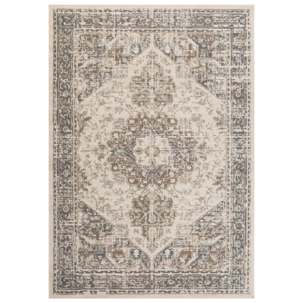 AMER Rugs Alpine Hashlei ALP-11 Power-Loomed Machine Made Polypropylene Persian Medallion Rug Light Beige 7'10" x 10'2"