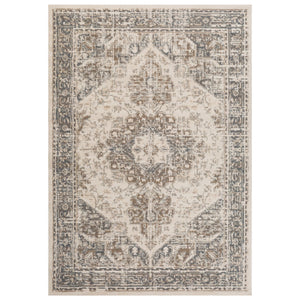 AMER Rugs Alpine Hashlei ALP-11 Power-Loomed Machine Made Polypropylene Persian Medallion Rug Light Beige 7'10" x 10'2"
