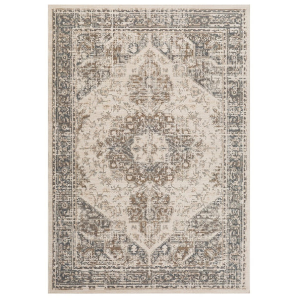 Amer Rugs Alpine Traditional Medallion Power-loom Area Rug - Durable, Eye-catching Design For Any Space Light Beige Polypropylene Alp115376