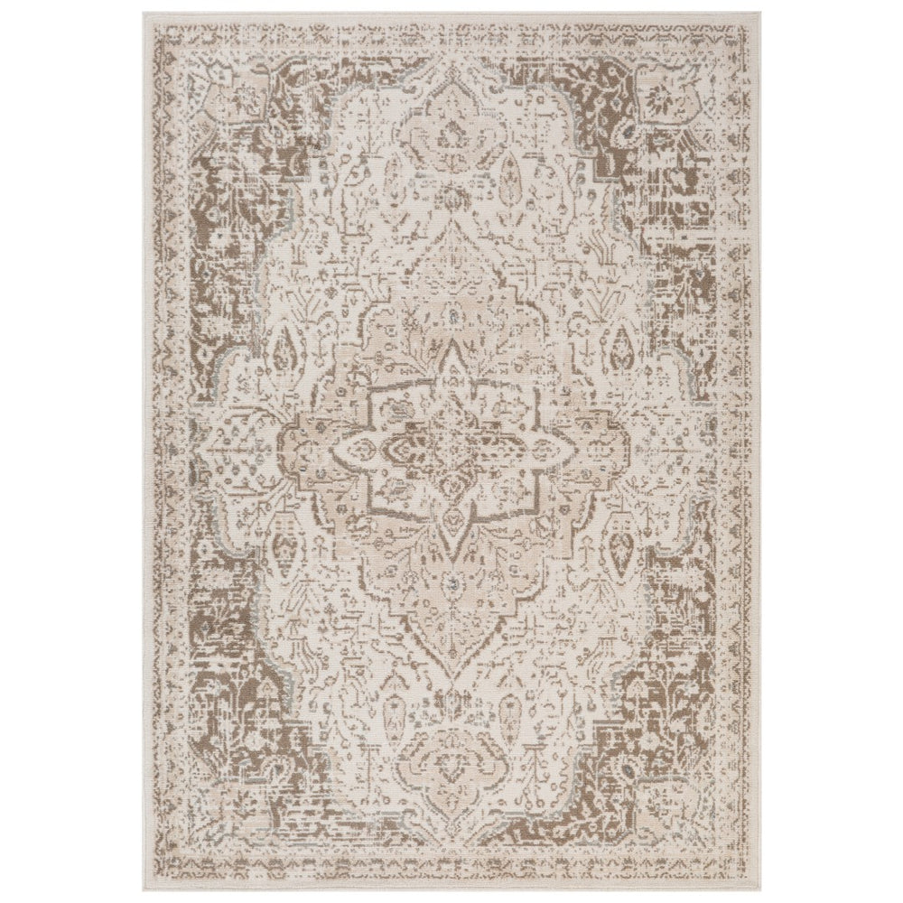 AMER Rugs Alpine Imara ALP-12 Power-Loomed Machine Made Polypropylene Persian Medallion Rug Light Cream 7'10" x 10'2"