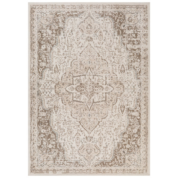 AMER Rugs Alpine Imara ALP-12 Power-Loomed Machine Made Polypropylene Persian Medallion Rug Light Cream 7'10" x 10'2"
