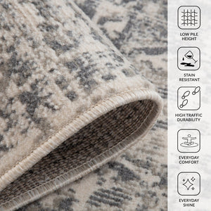 Amer Rugs Alpine Traditional Medallion Area Rug - Eye-catching Power-loomed Design For Timeless Elegance Medium Gray Polypropylene Alp42710