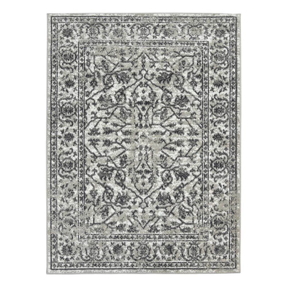 AMER Rugs Alpine Fany ALP-7 Power-Loomed Machine Made Polypropylene Classic Bordered Rug Dark Gray 7'10" x 10'2"