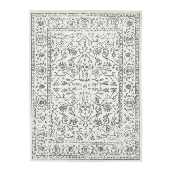 AMER Rugs Alpine Fany ALP-8 Power-Loomed Machine Made Polypropylene Classic Bordered Rug Light Gray 7'10" x 10'2"